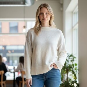 Banana Republic Cream and Gray Ombré Crew Neck Sweater